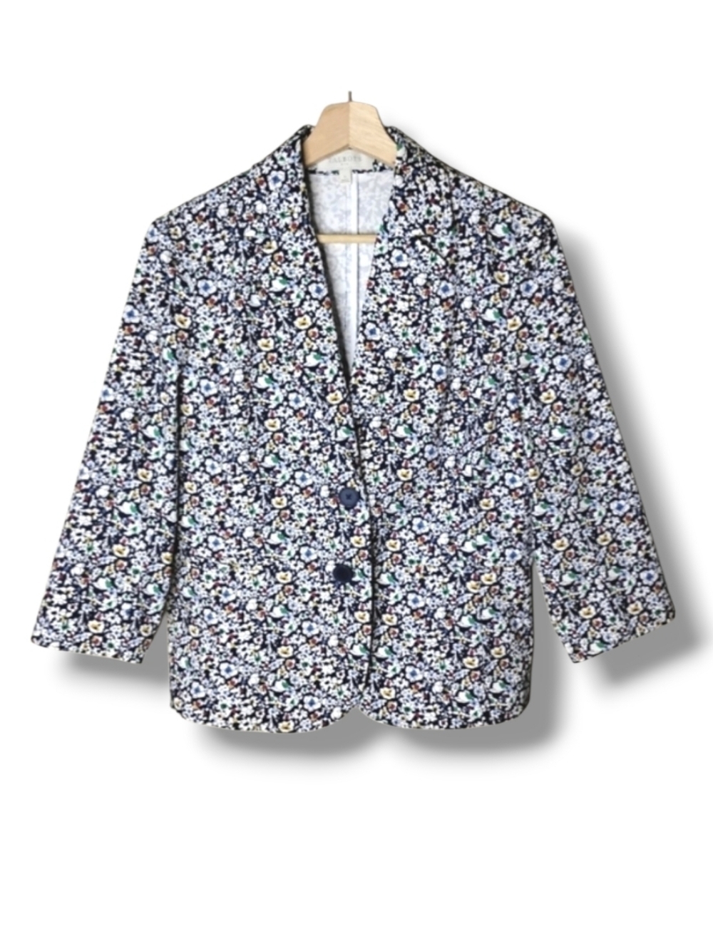 Talbots Ditsy Floral Cotton Stretch Blazer Jacket Casual Cottagecore Size 6
